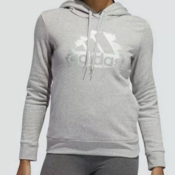 Adidas grey hooded fleece lined sweatshirt size sml - Picture 1 of 10